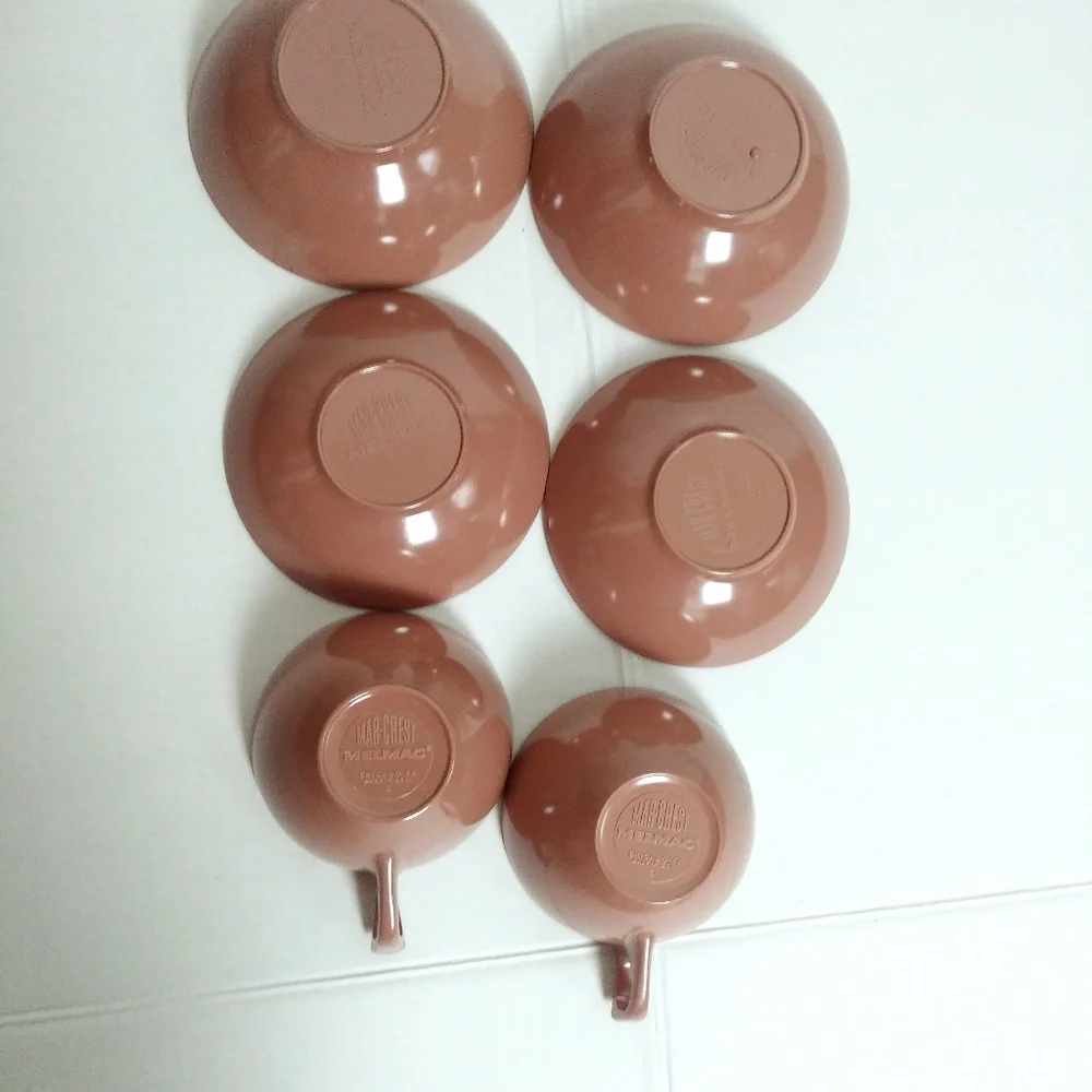 Melmac Chicago Vintage 6 Pcs Plastic Dishes Brown - Replacement Discontinued